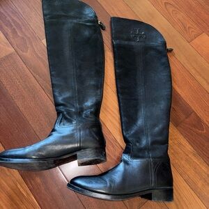 Tory Burch Black Leather Knee-High Boots